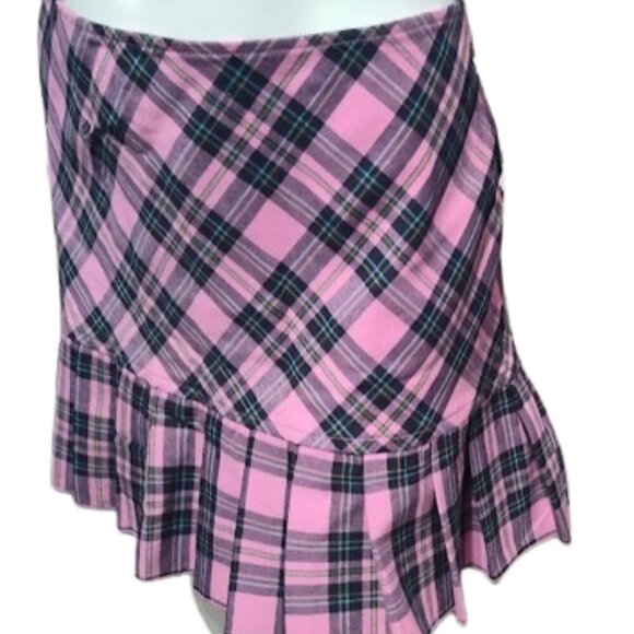 Soulmates Skirt Black & Hot Pink Plaid Ruffle Bottom Women's Size Large - Picture 3 of 11